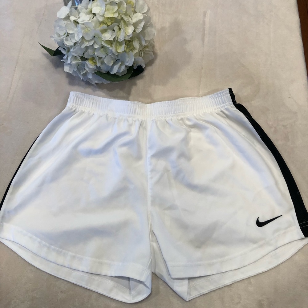 Nike Dri Fit White and Black Athletic Shorts, Size M